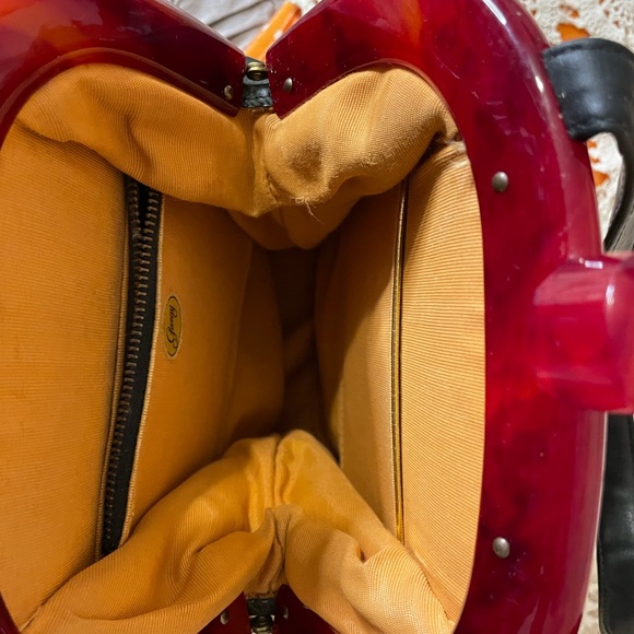 Vintage Mid Century Faux Leather and Bakelite Handbag - Picture 4 of 8